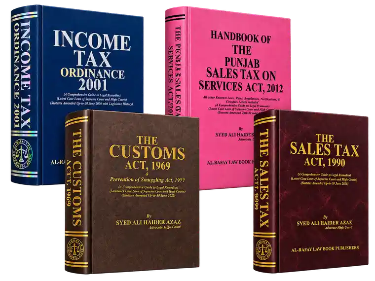 Income Tax Ordinance 2001, Handbook of Punjab Sales Tax on Services Act 2012, The Customs Act 1969, The Sales Tax Act 1990